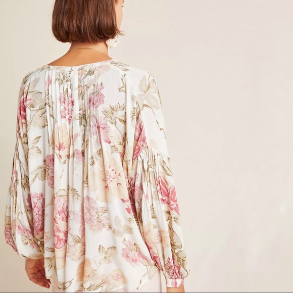 FRYE X ANTHROPOLOGIE Floral peasant blouse medium - Picture 4 of 13